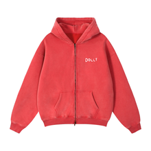 Load image into Gallery viewer, Red DOLLY Zip-Up Hoodie